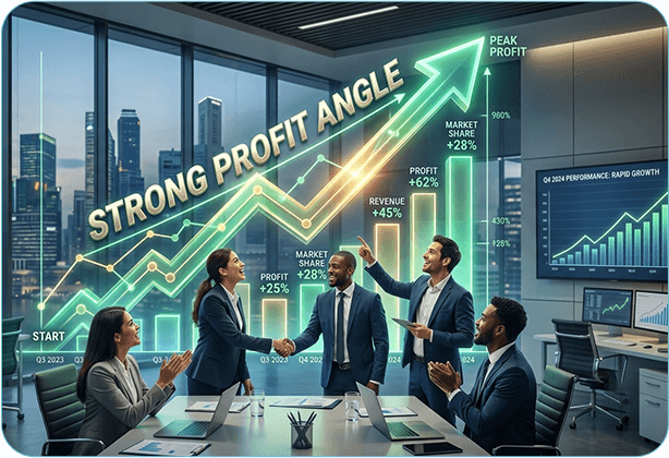 Diverse corporate team collaborating around laptop and documents
